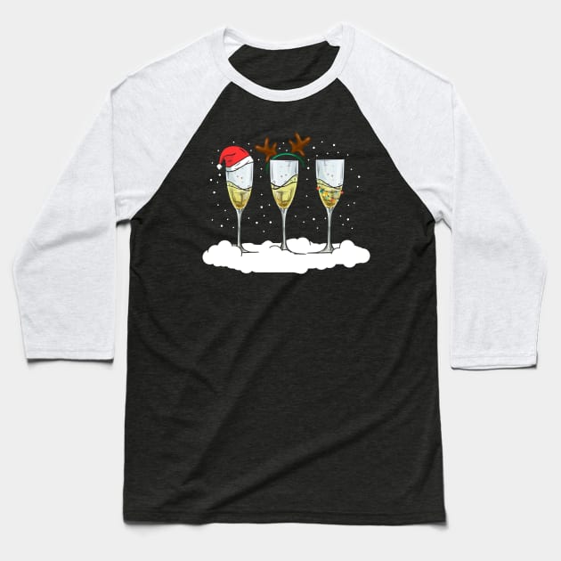 Cute Christmas Sweater. Champagne Glasses. Baseball T-Shirt by KsuAnn